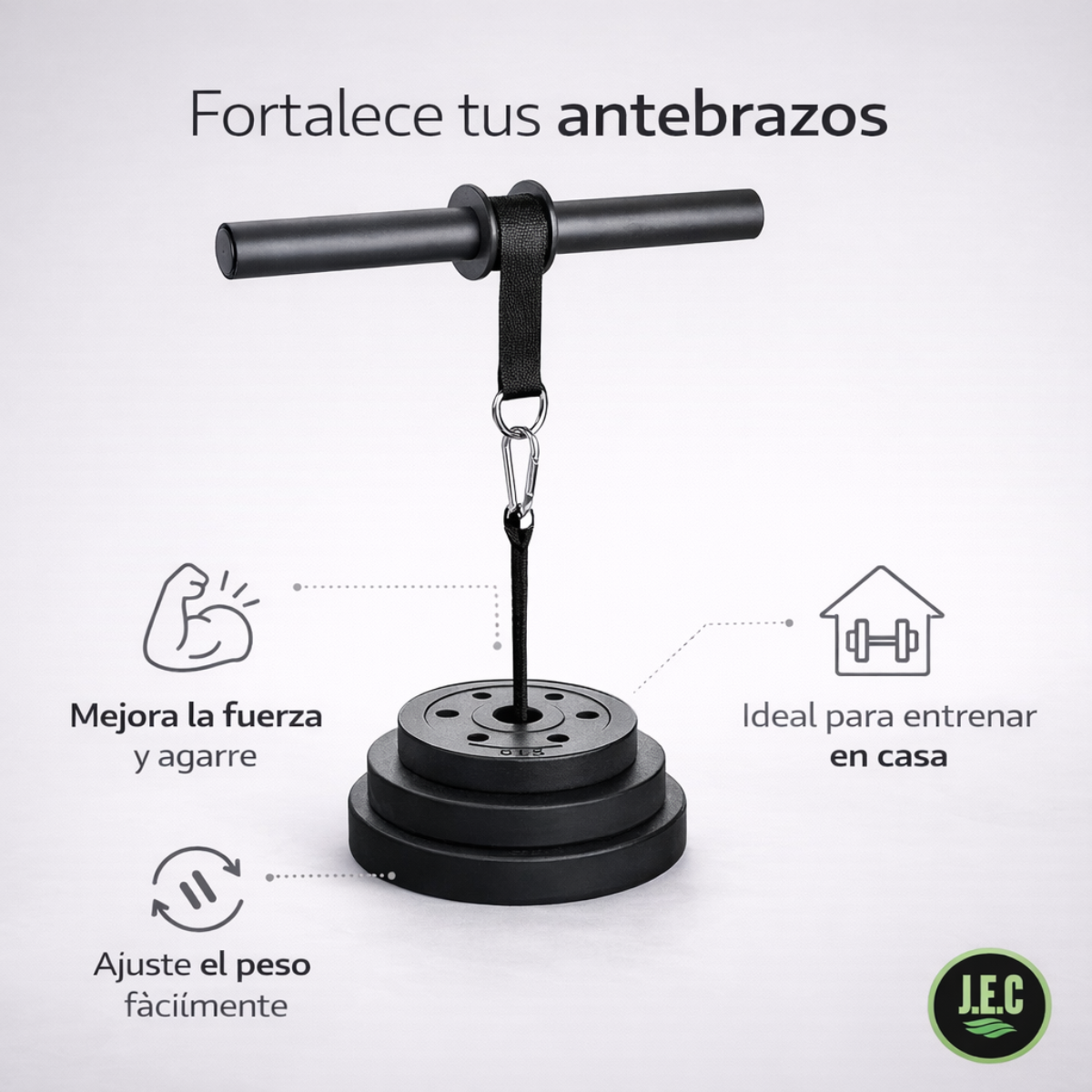 Barra con Correa para Discos Entrenamiento Ajustable-3