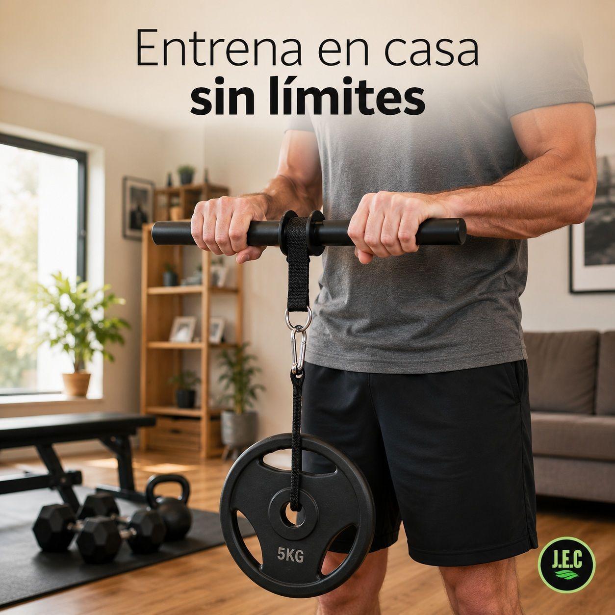 Barra Con Correa Para Discos Entrenamiento Ajustable JEC-4