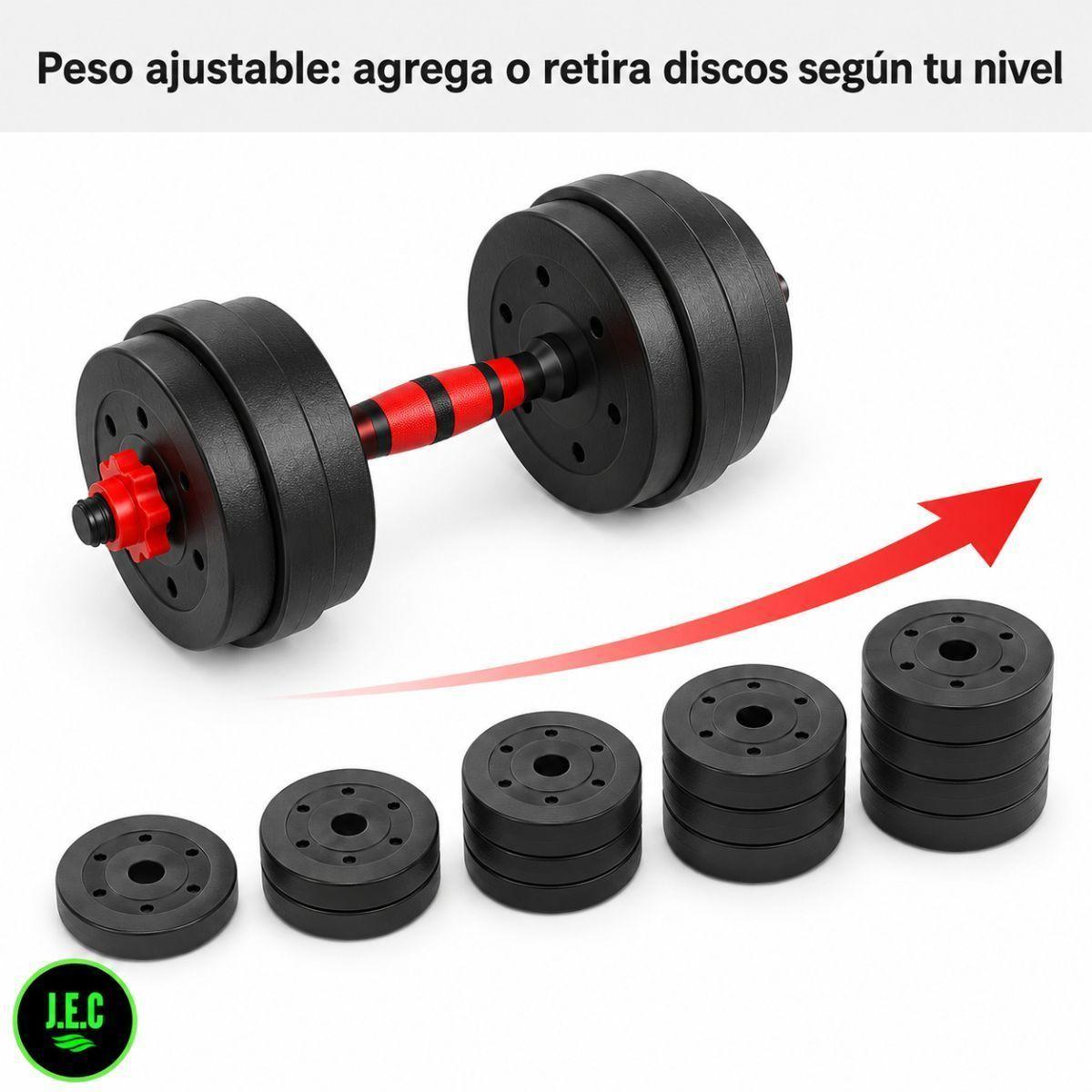 Set de Pesas Ajustables 20 Kg Convertible en Barra y Kettlebell-2