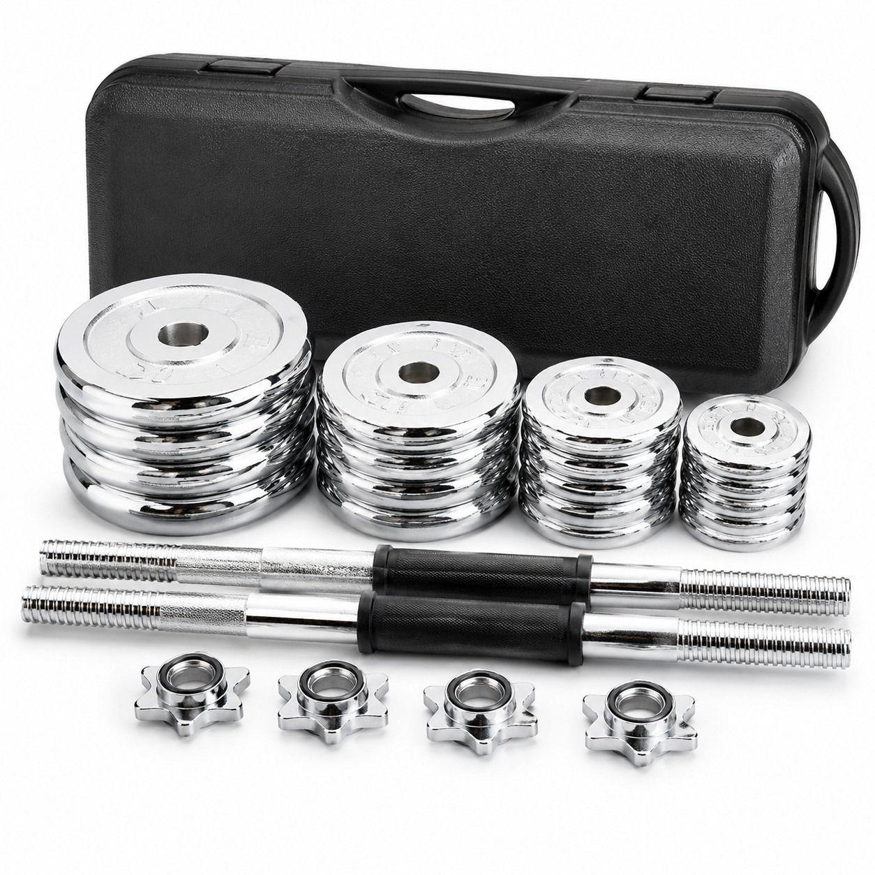 Set Mancuernas Ajustables J.E.C. 50kg 2 en 1 Barra Maletin-0