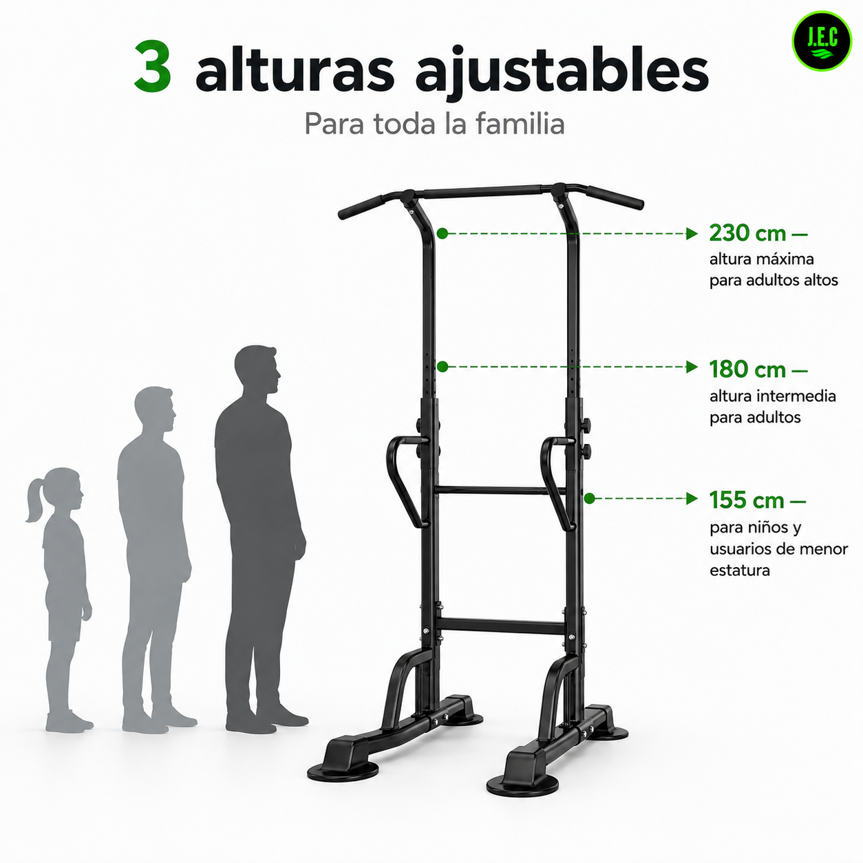 Torre Dominadas Multifuncional 230cm Ajustable 200kg Acero-2