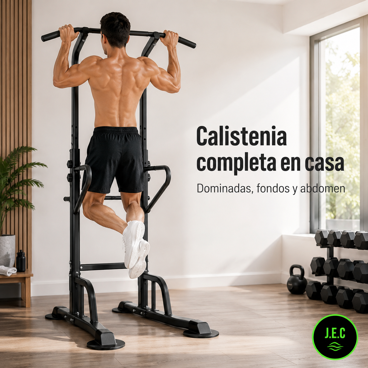 Torre Dominadas Multifuncional 230cm Ajustable 200kg Acero-3