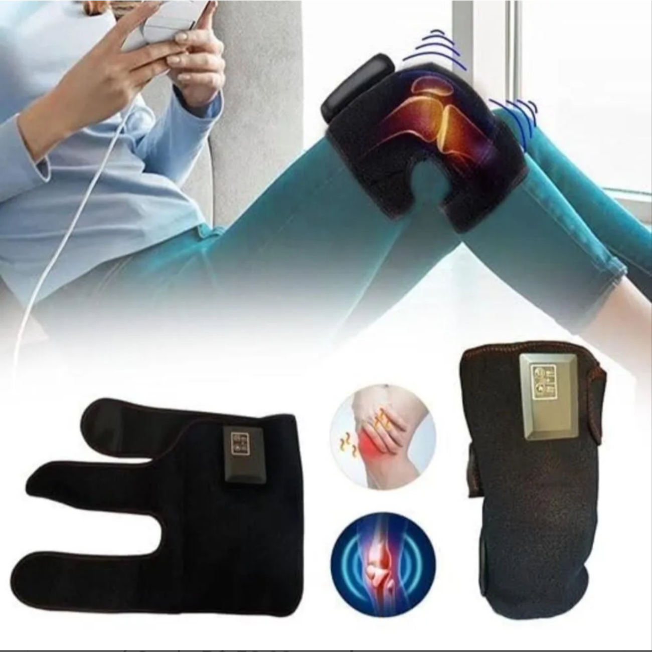 Rodillera Térmica Masajeadora Inalámbrica Alivio De Dolor Articular-6