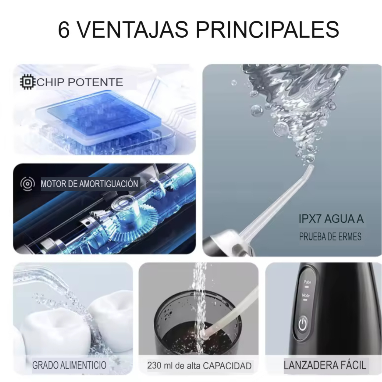 Irrigador Dental Eléctrico Portátil Con 4 Boquillas-5