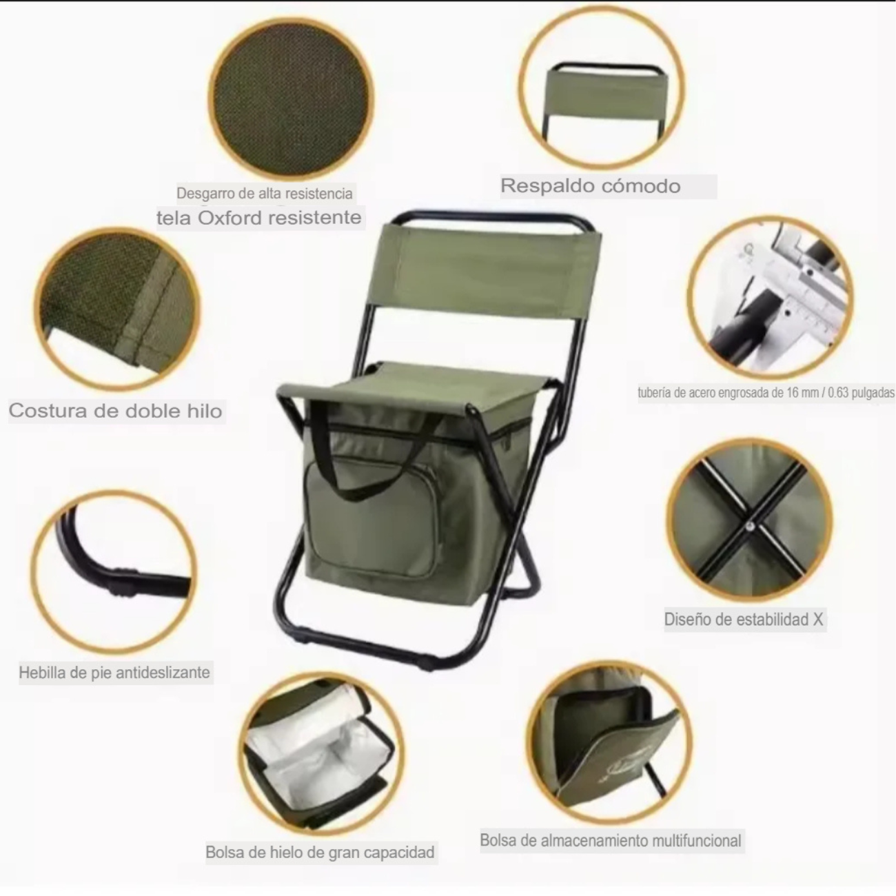 Silla Plegable Camping Con Cooler Térmico Pesca Outdoor-2