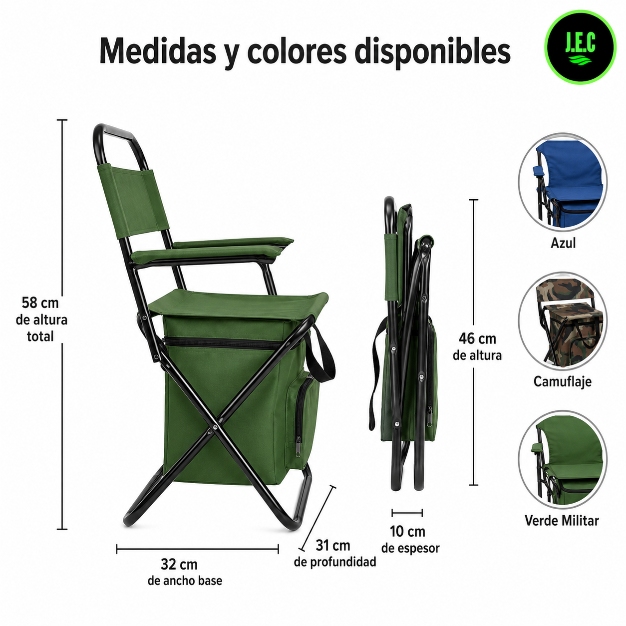 Silla Plegable con Cooler Térmico, Resistente y Duradera-5