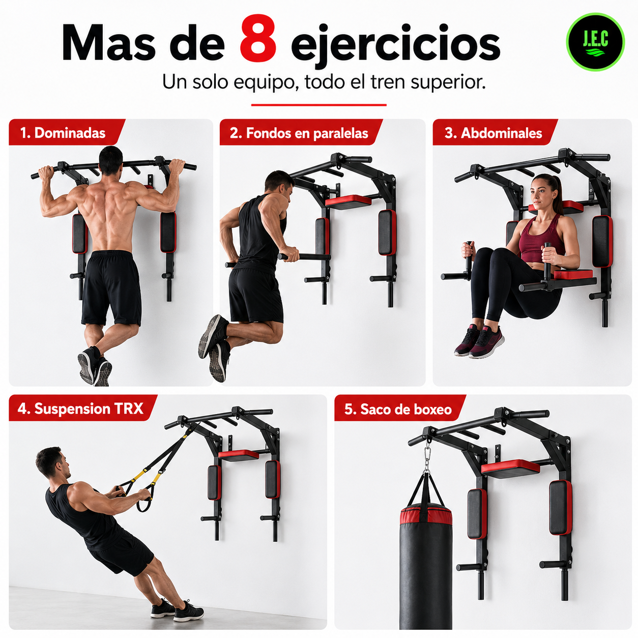 Estacion Multifuncional Pared Convertible Dominadas Paralelas 200kg-2
