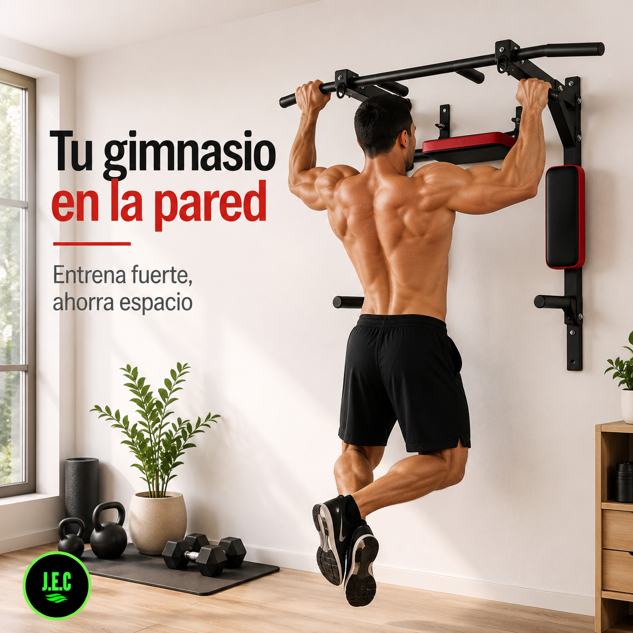 Estacion Multifuncional Pared Convertible Dominadas Paralelas 200kg-4
