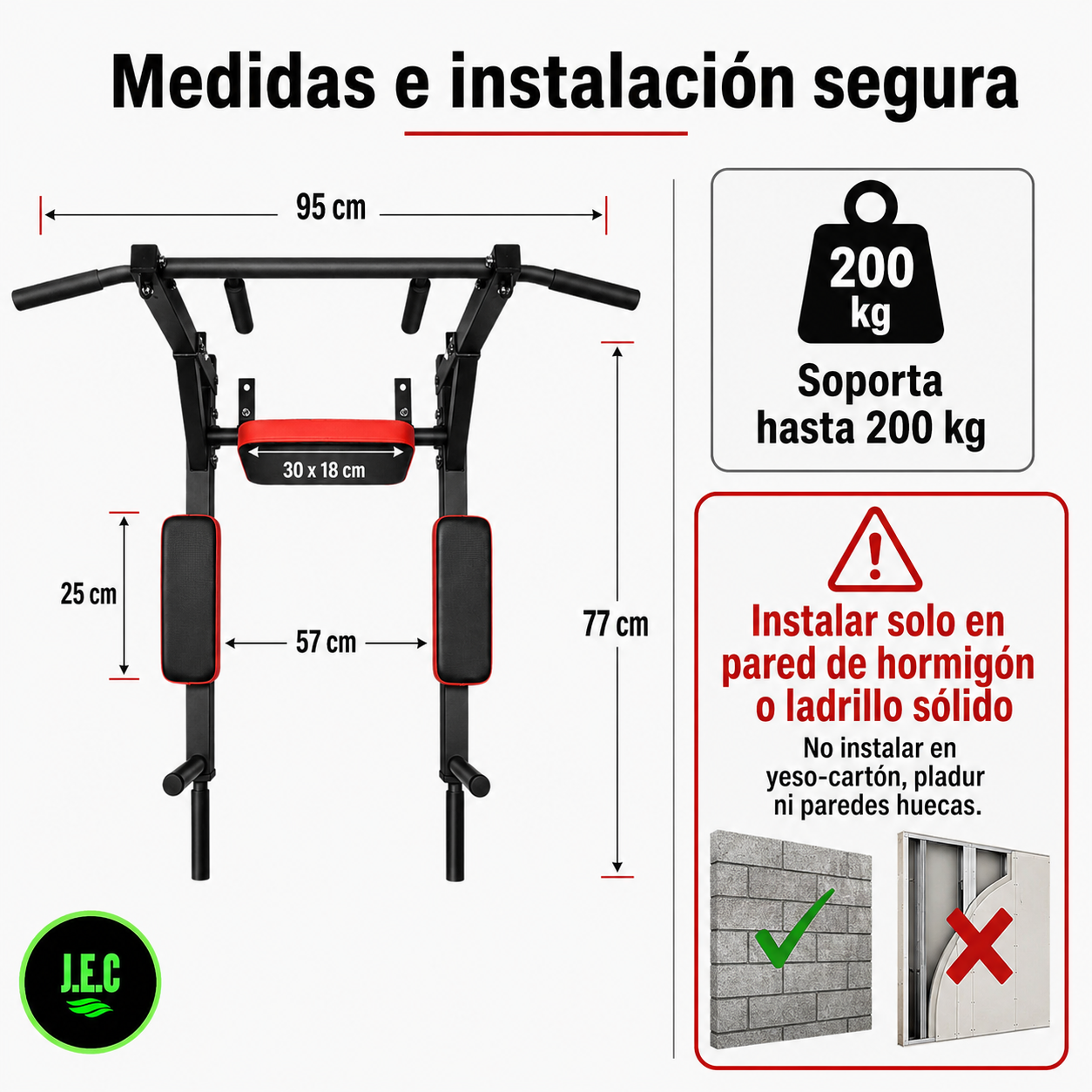 Estacion Multifuncional Pared Convertible Dominadas Paralelas 200kg-5