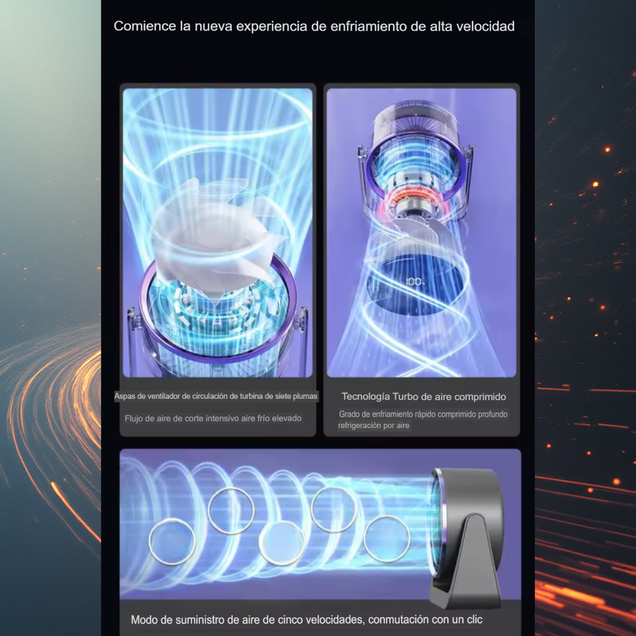 Mini Ventilador De Escritorio Potente Recargable Silencioso-3