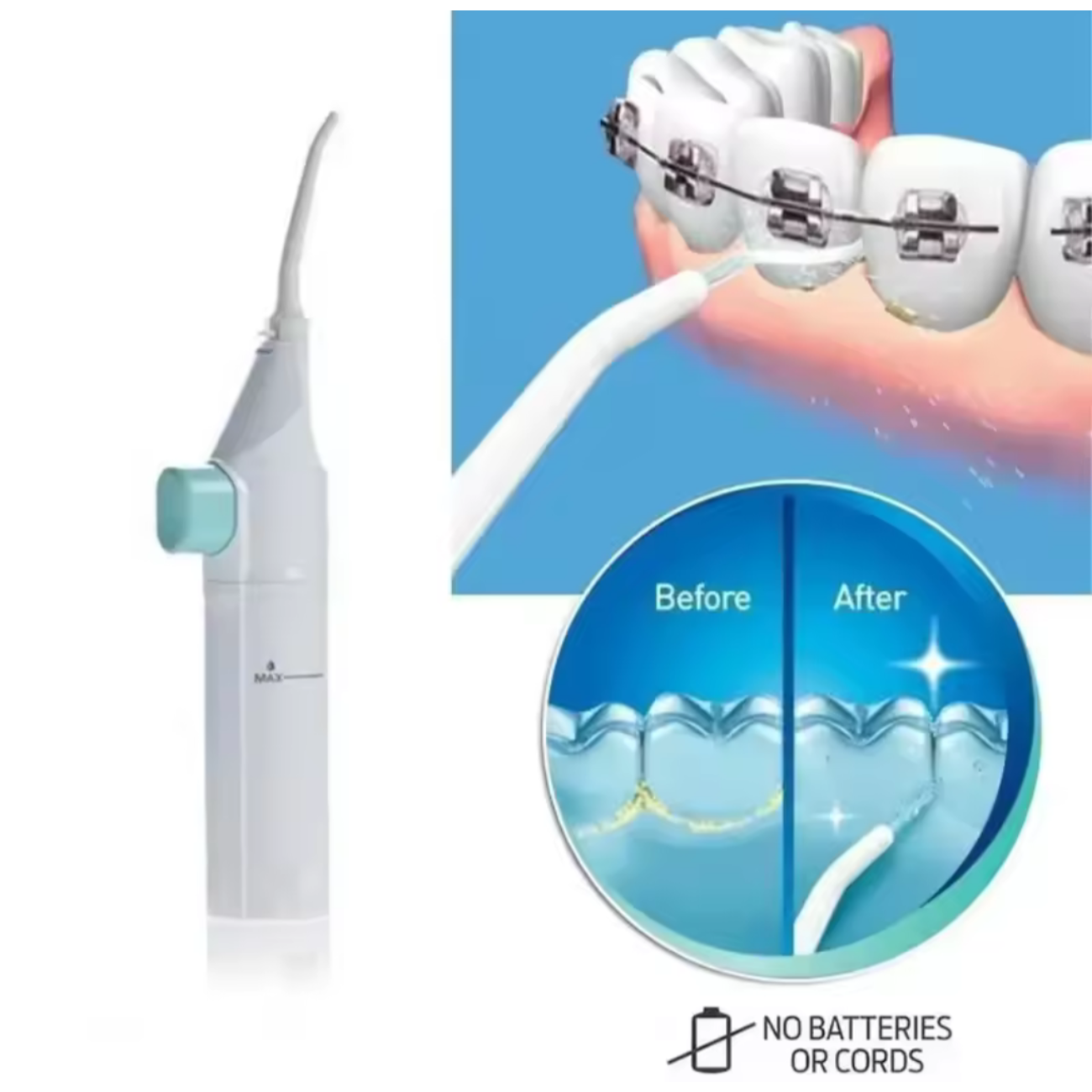Irrigador Dental Limpiador Bucal Blanco, Presión Manual-2