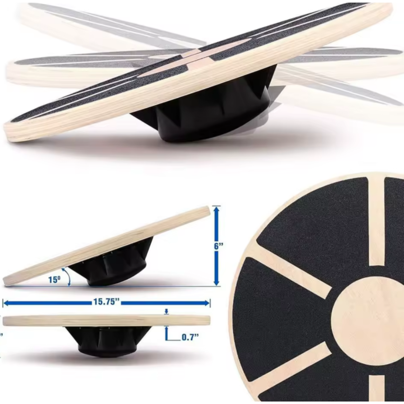 Disco Tabla De Equilibrio De Madera Con Goma Antideslizante-5