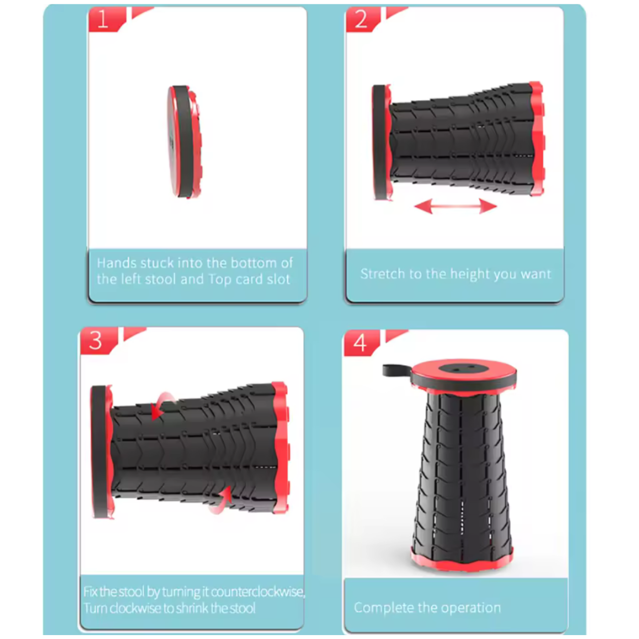 Silla Retráctil Taburete Plegable Camping Tipo Telescopio-4