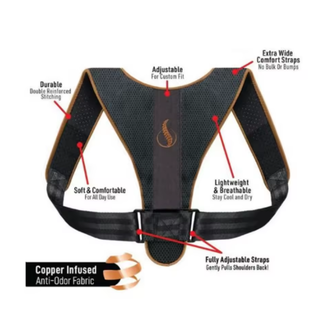 Corrector de Postura Ajustable, Unisex, Invisible -3