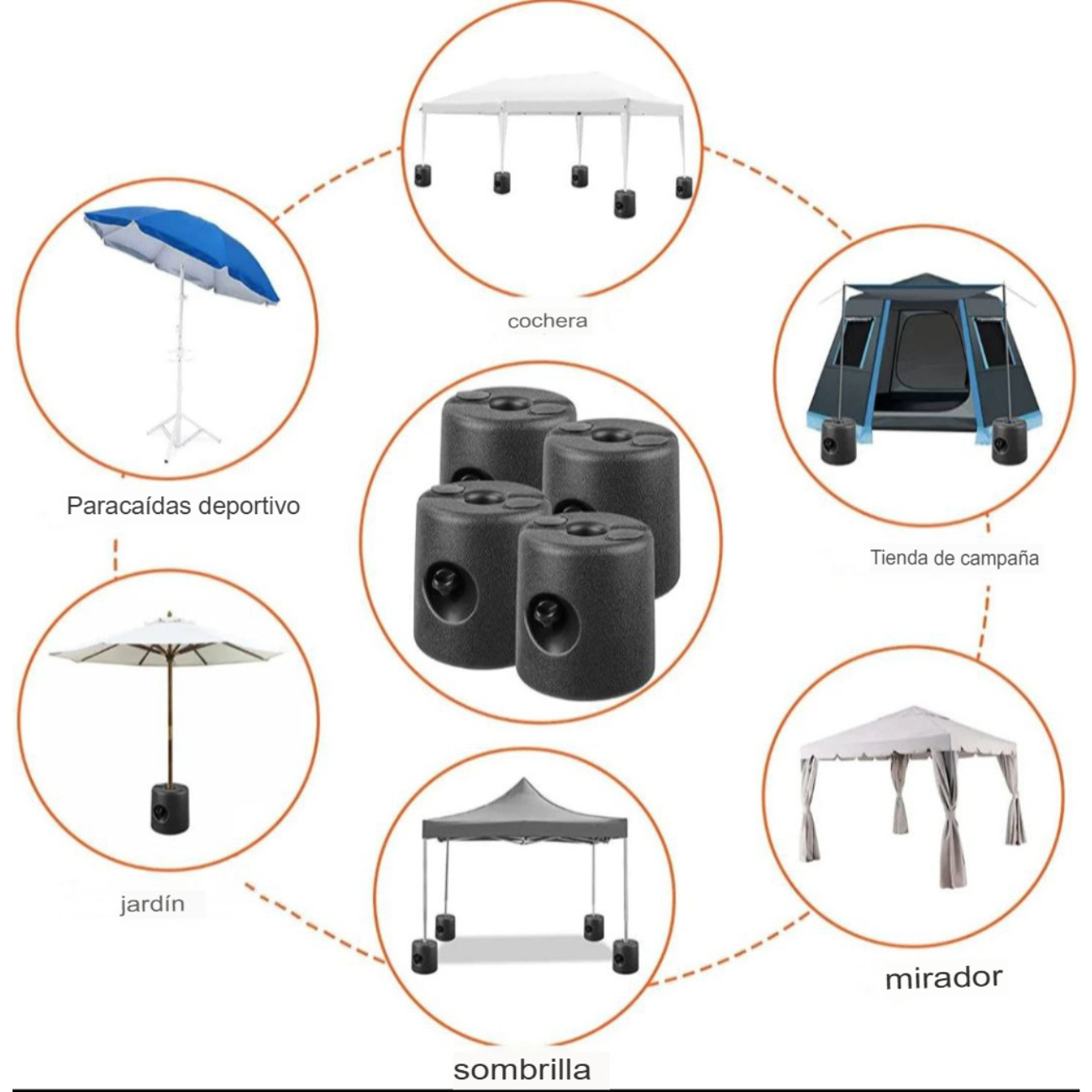  Base Para Toldo, Sombrilla y Carpa Pesas Rellenables-2