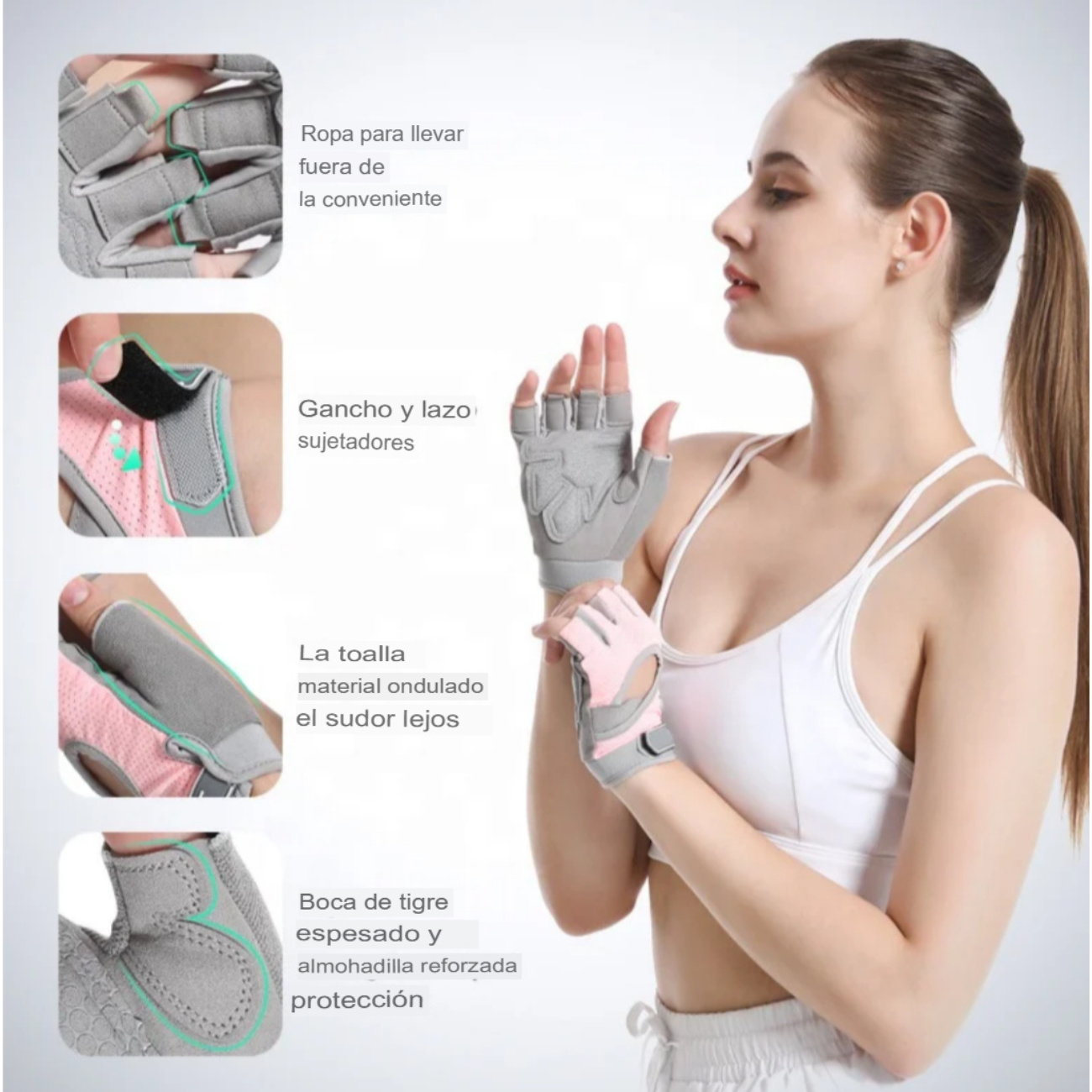 Guantes Medio Dedo Ciclismo Y Gimnasio Antideslizantes -2
