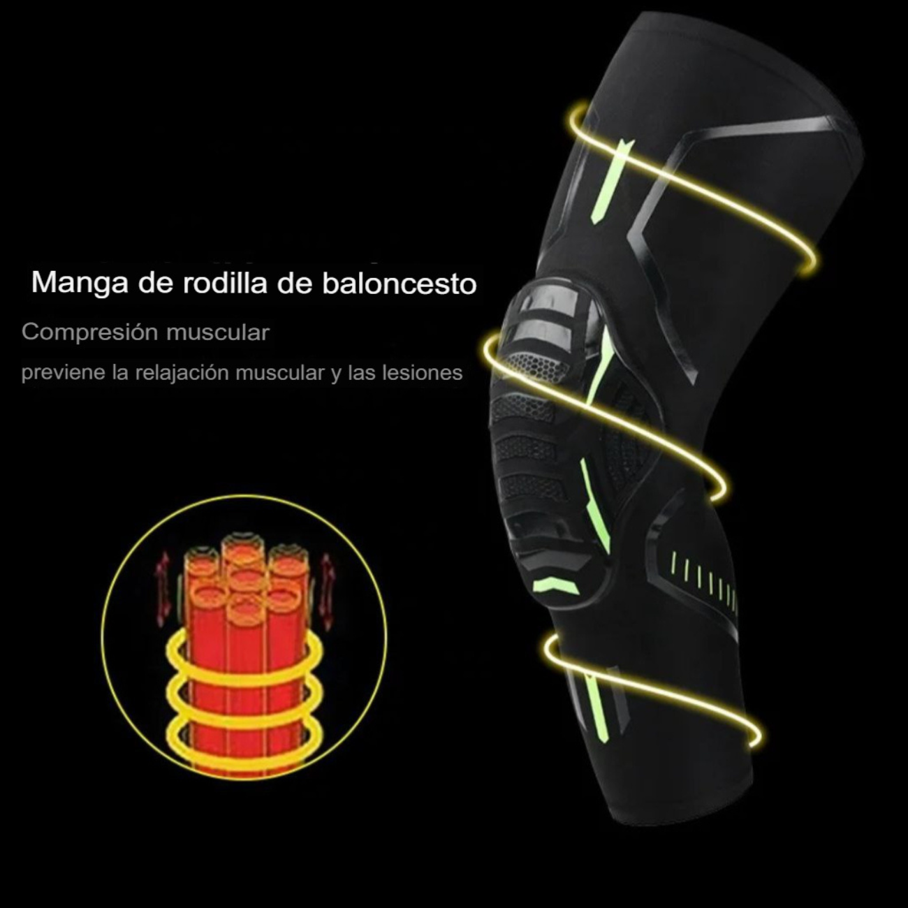 Rodillera Deportiva Antigolpes con Compresión y Zona de Impacto Reforzada-4