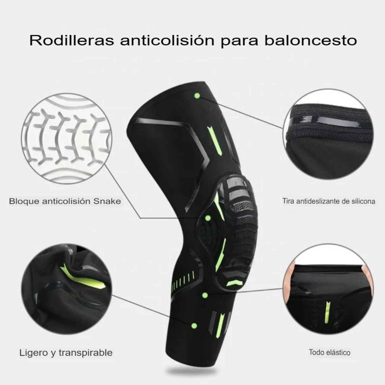 Rodillera Deportiva Antigolpes con Compresión y Zona de Impacto Reforzada-5