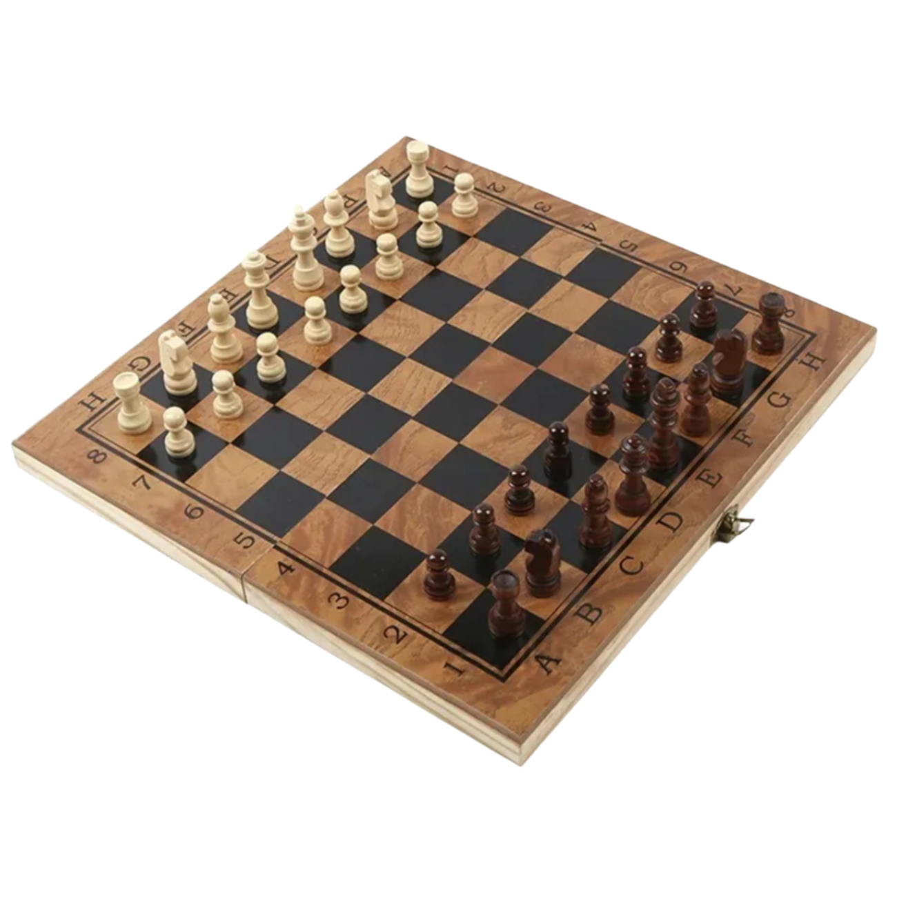Ajedrez 3 En 1 Madera 48x48 Cm Con Damas Y Backgammon GRANDE-5
