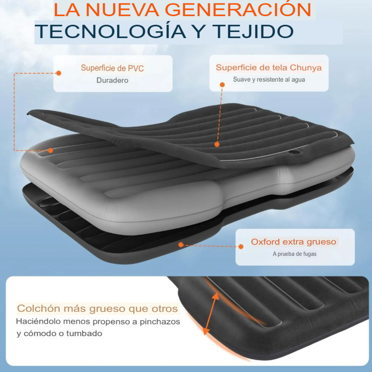 Colchón Inflable Para Auto Camping con Bomba Incluida-2