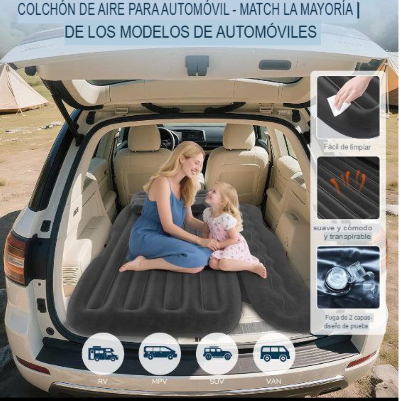Colchón Inflable Para Auto Camping con Bomba Incluida-5