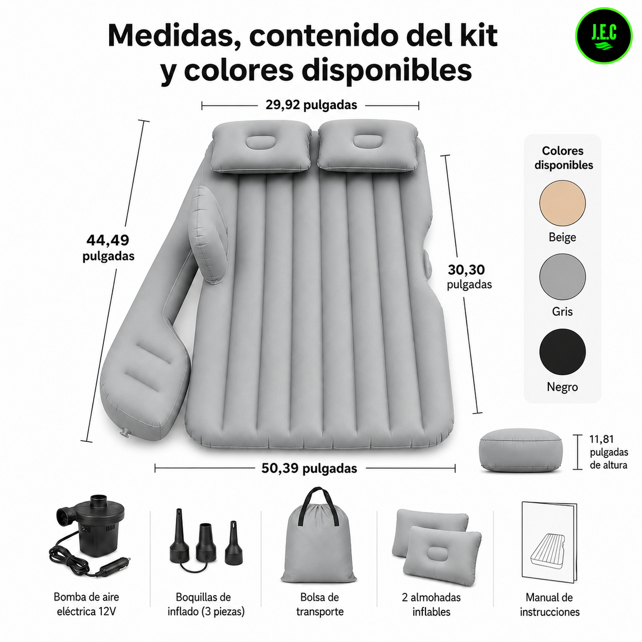 Colchón Inflable para Auto y Camping, Resistente y Cómodo-5