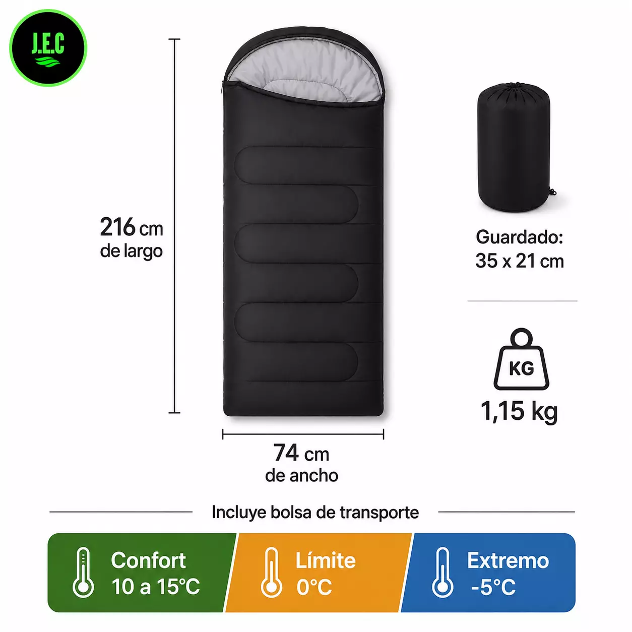 Saco de Dormir Térmico Triple Capa XL para Camping y Trekking-5