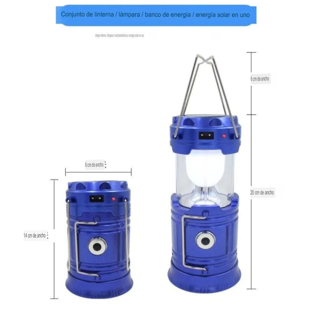 Lámpara LED Solar Camping Plegable Recargable Portátil-2