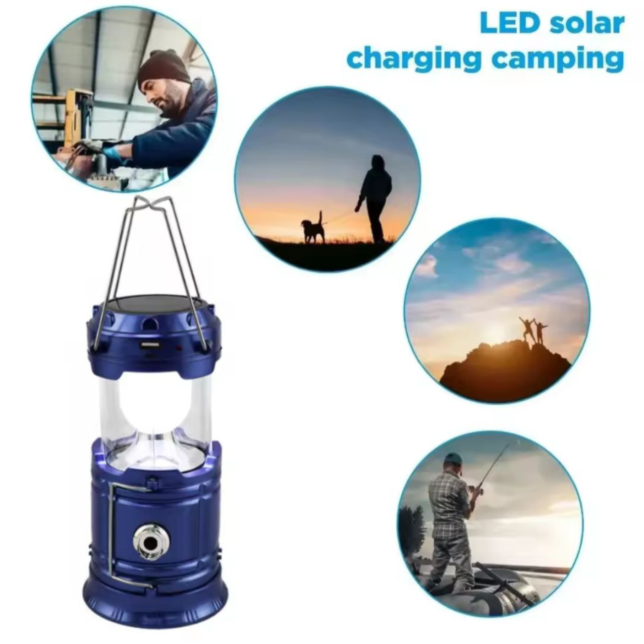 Lámpara LED Solar Camping Plegable Recargable Portátil-3