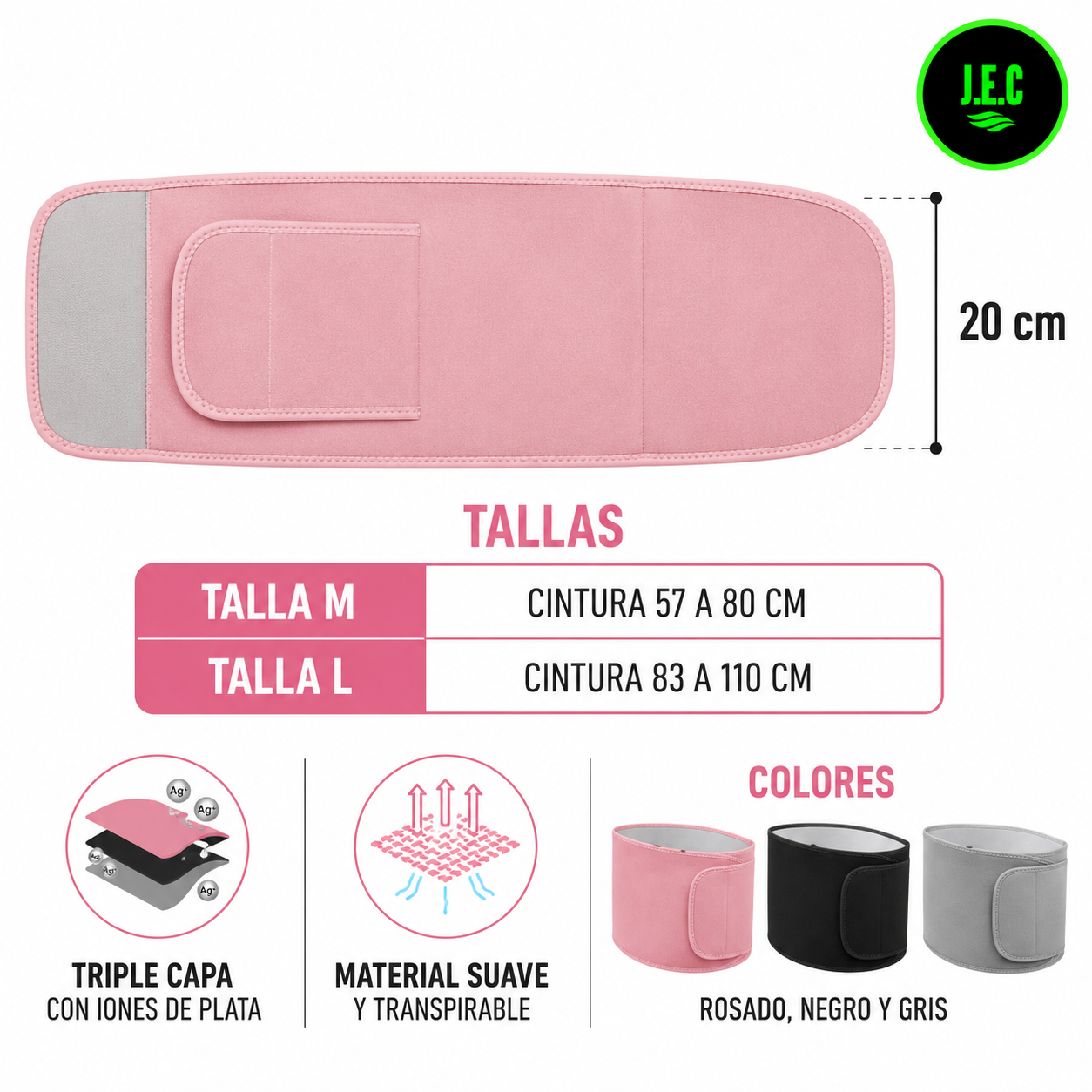 Faja Reductora Con Iones De Plata Mujer | Cinturón Ajustable-5