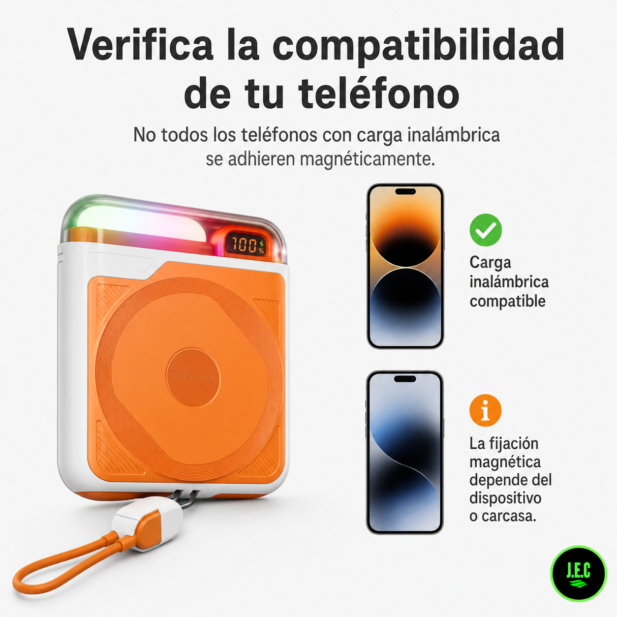 Batería Magnética Carga Rápida para iphone, android puerto tipo c -5