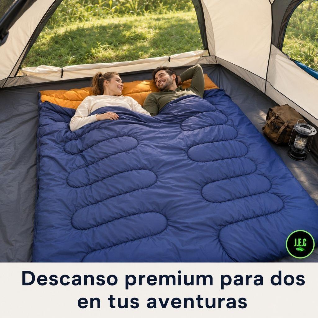 Saco De Dormir Doble 3 En 1 Ultraligero Invierno Azul Marino-4