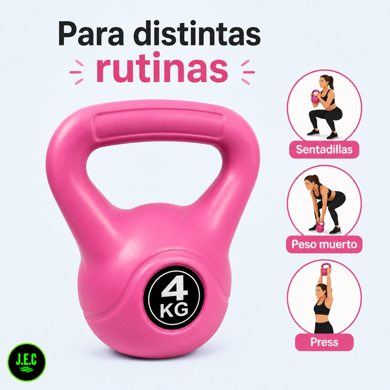 Pesa Rusa Kettlebell 4 Kg Rosada Entrenamiento Fitness-4