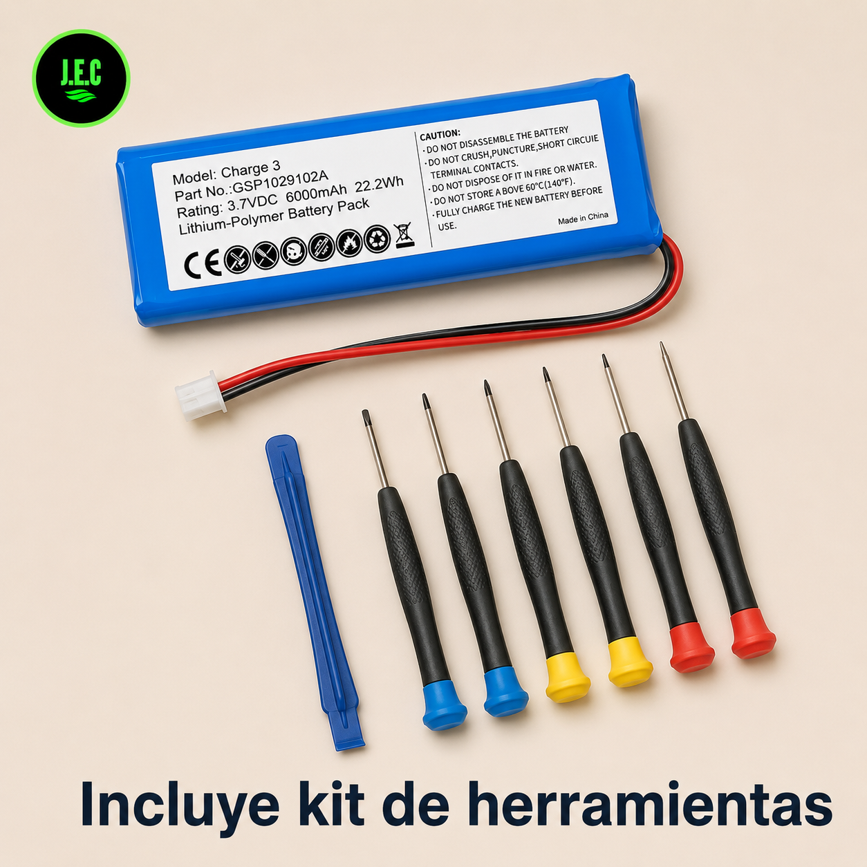 Batería de reemplazo para JBL Charge 3 + Kit de Herramienta -2