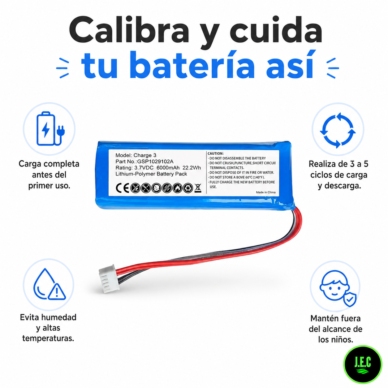 Batería de reemplazo para JBL Charge 3 + Kit de Herramienta -5