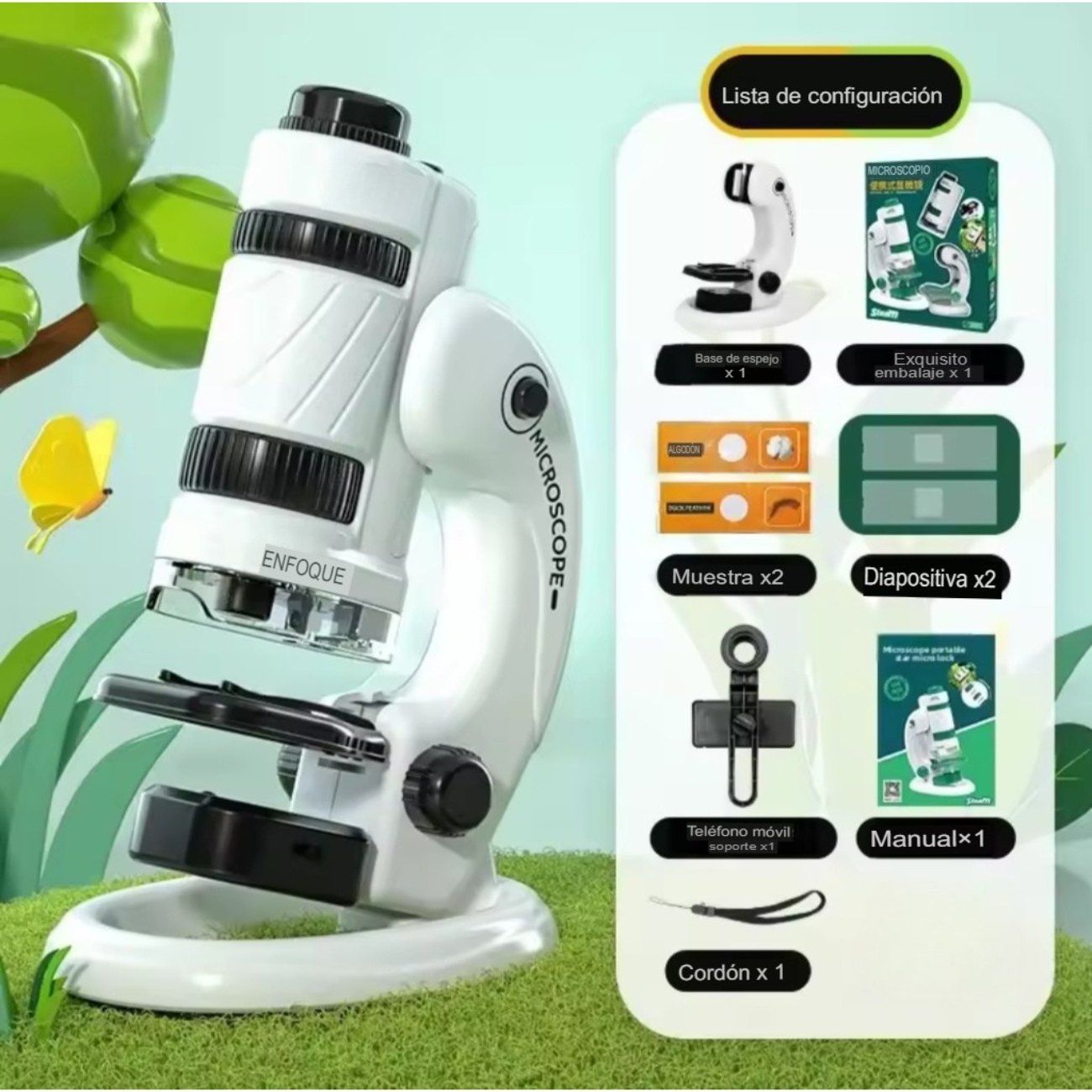 Microscopio Portátil para Celular 60x–160x con Luz LED-2