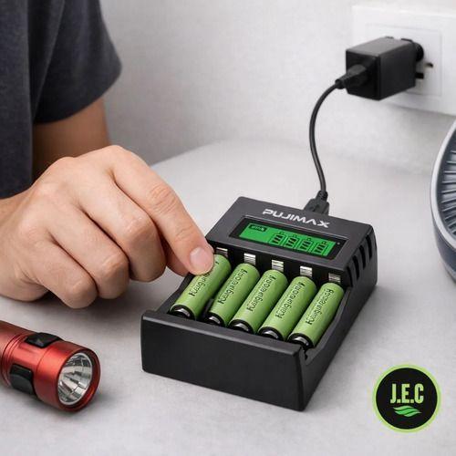 Cargador De Pilas Recargables 4 Ranuras R pido AA Y AAA-3