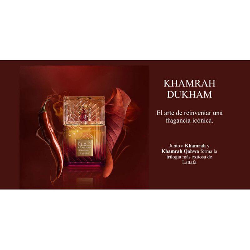 Perfume para Hombre Lattafa Khamrah Dukhan EDP 100 ML - Intenso y Misterioso con Toques Amaderados y Dulces-2