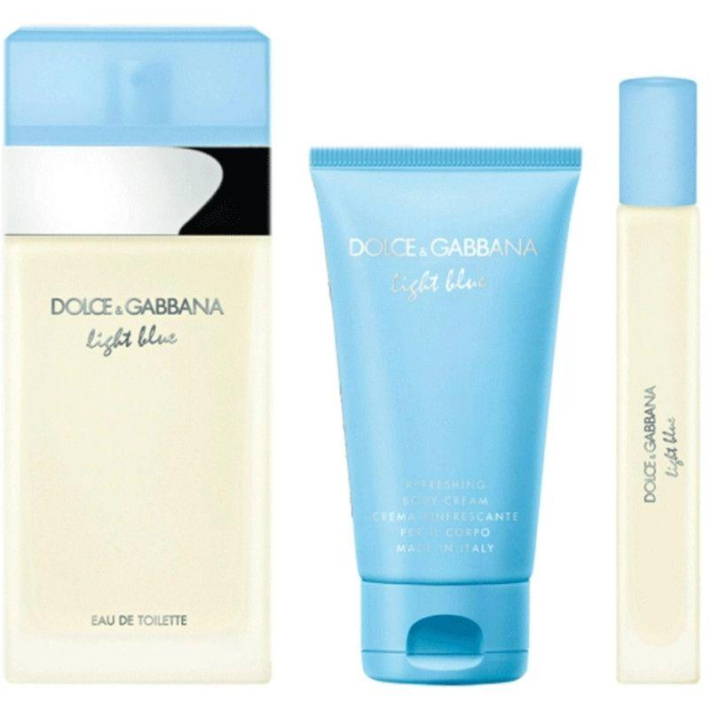 Set Perfume Mujer Light Blue D&G EDT 100ml + Mini 10ml + Crema 50ml-1