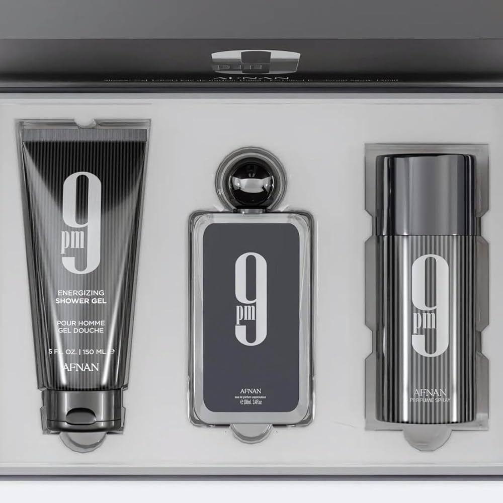 Perfume Afnan 9 Pm Estuche Edp 100ml + 200ml Sg + 250ml Deo Hombre -1