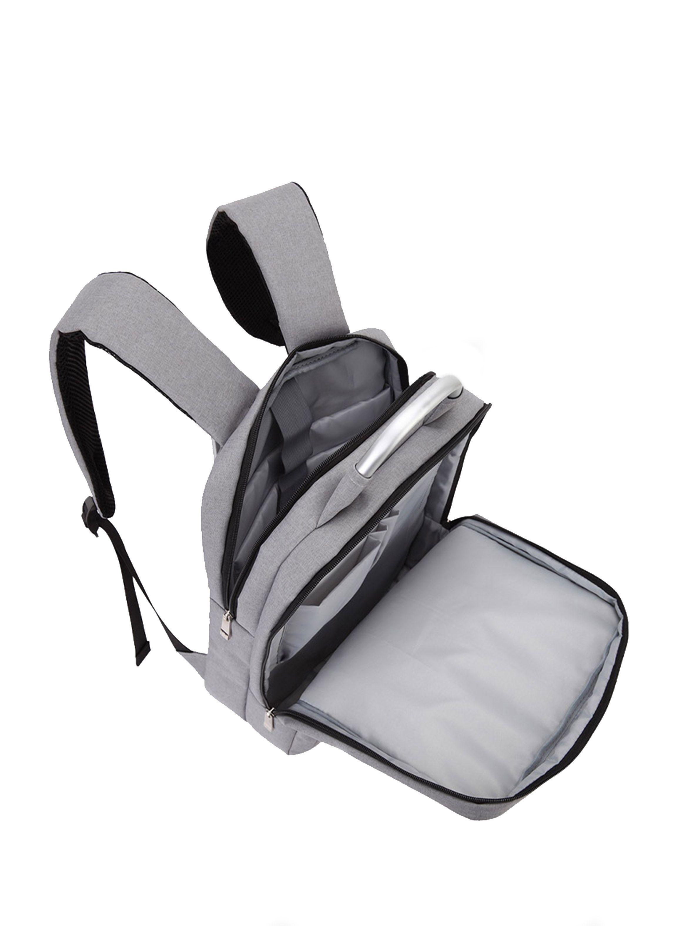 Mochila Multicompartimientos Para Ordenador Gris Unisex-4