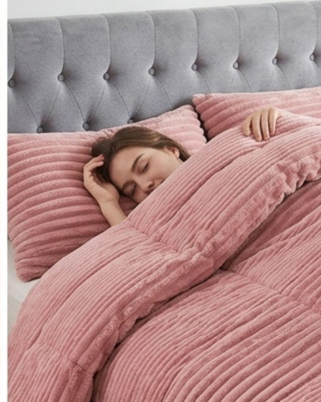 Cobertor de Invierno Premium - Textura Acanalada Lineales y Chiporro Extra Suave Rosado GSOL-2