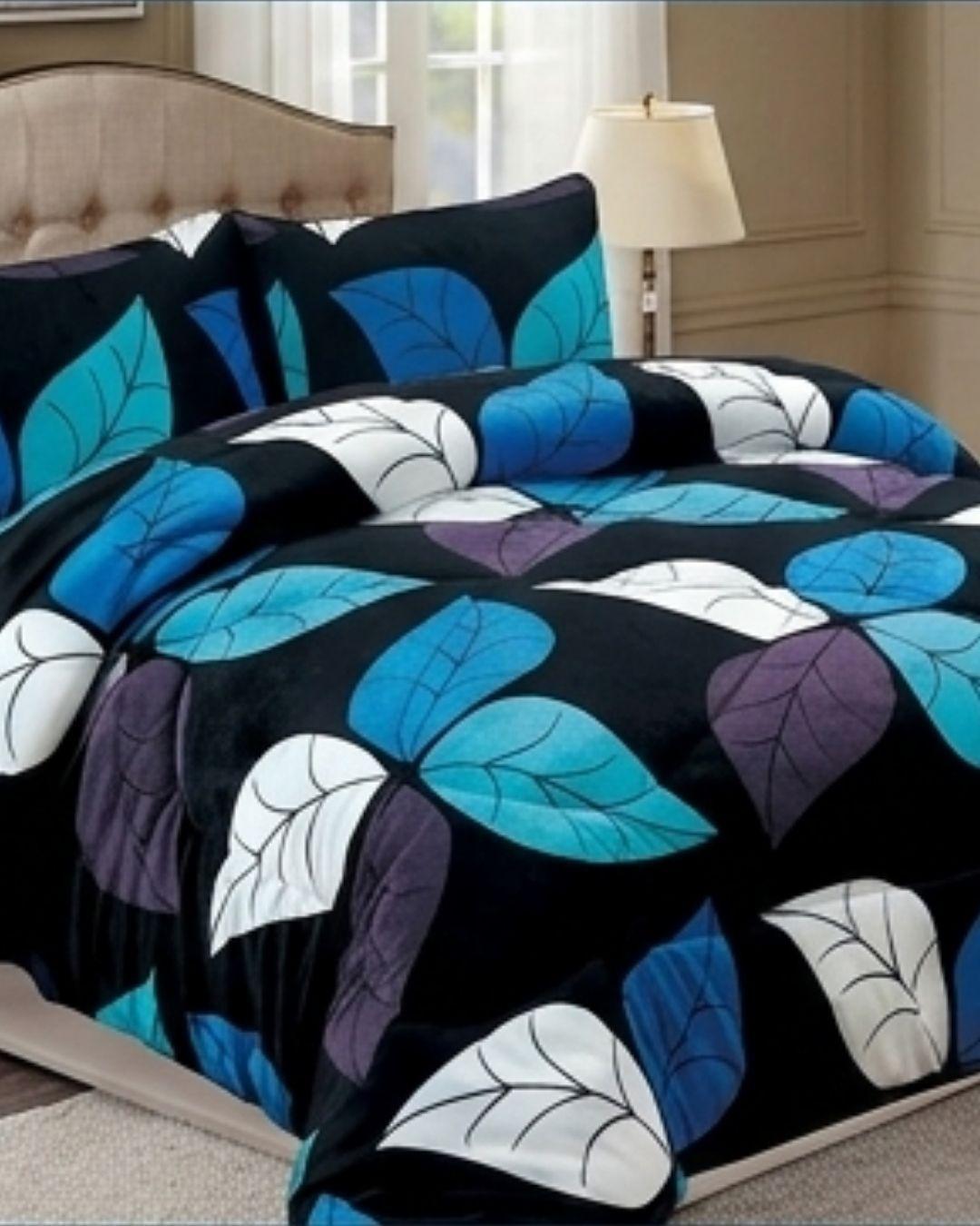 Cobertor Invierno estético 2 Plazas - Hojas Vibrantes Azul & Chiporro RS-3