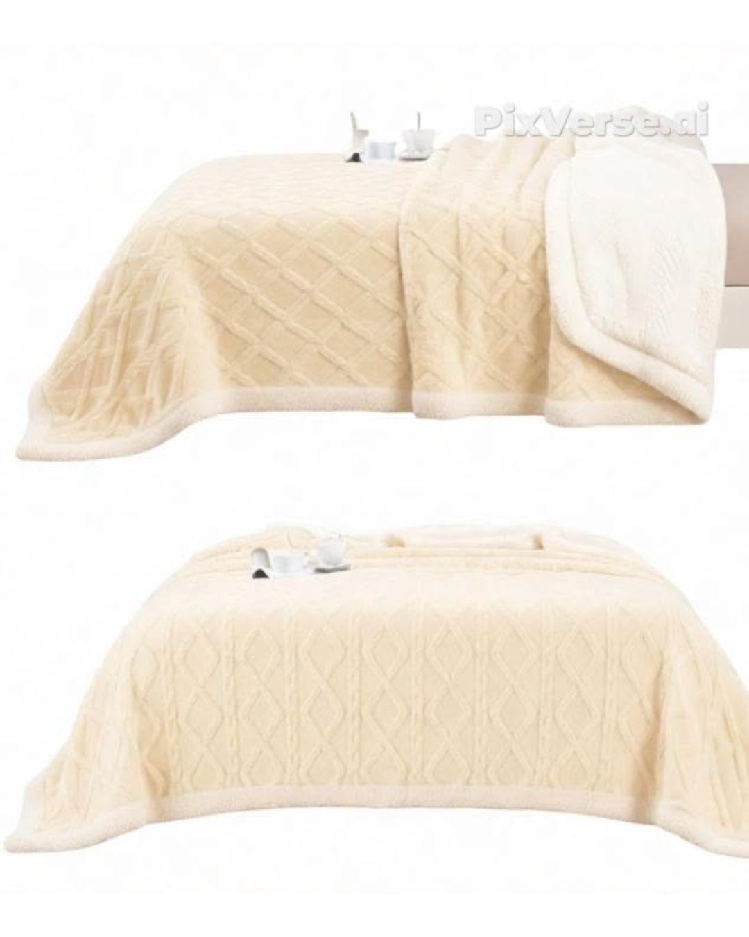 FRAZADA CON CHIPORRO TEXTURIZADA, DISEÑO TRENZADO-KING-RS-2