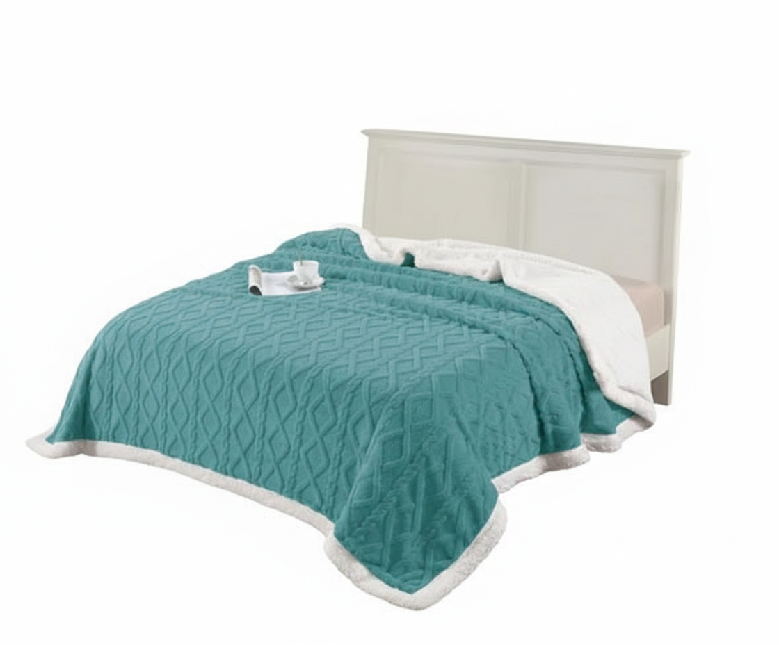 FRAZADA CON CHIPORRO TEXTURIZADA, DISEÑO TRENZADO 2.P-RS.-3