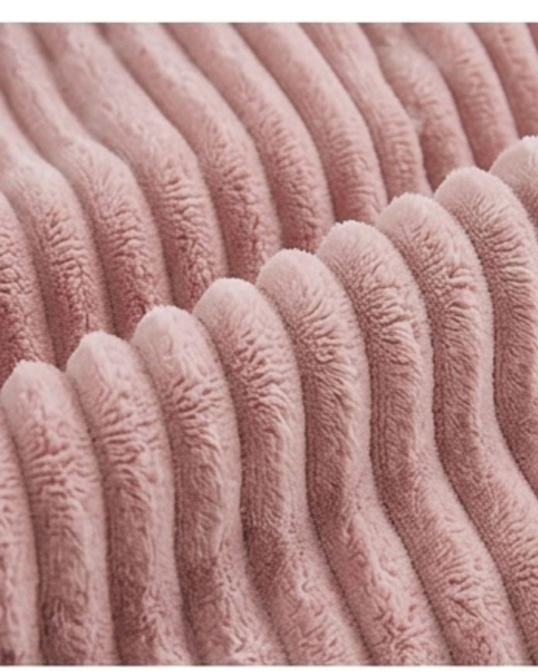 Cobertor de Invierno Premium - Textura Acanalada Lineales y Chiporro Extra Suave Rosado Bebe GSOL-2