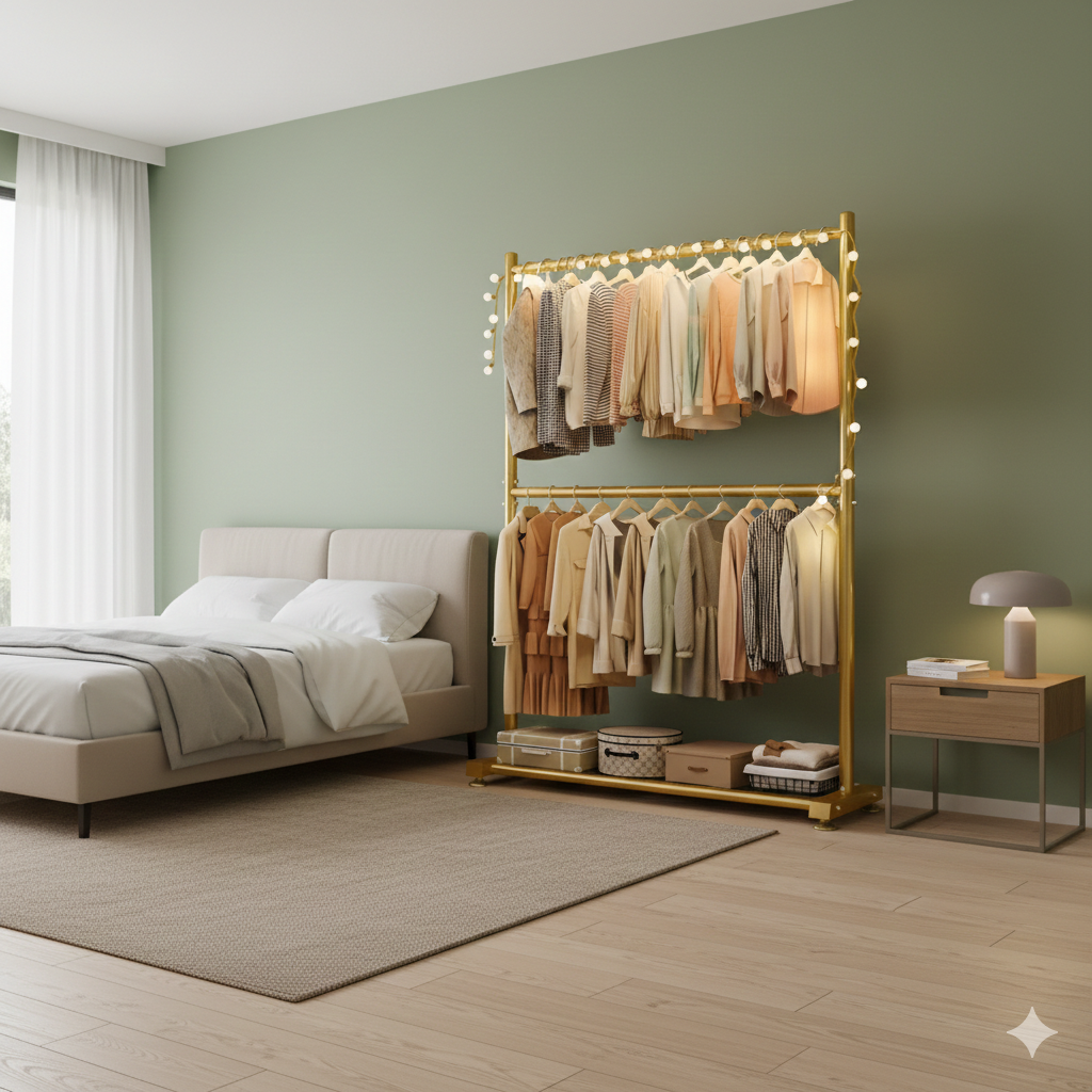 PERCHEROS DOBLE PISO SENCILLO  FIERRO CROMADO-WYM-2