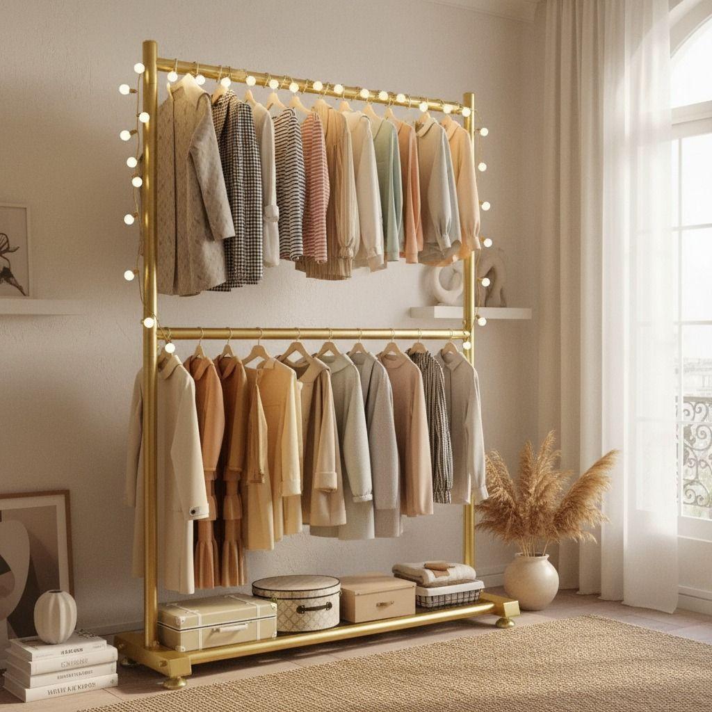 PERCHEROS DOBLE PISO SENCILLO  FIERRO CROMADO-WYM-5