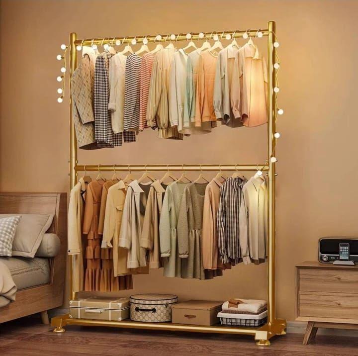Percheros 2 pisos Elegancia y glamour Dorado-0