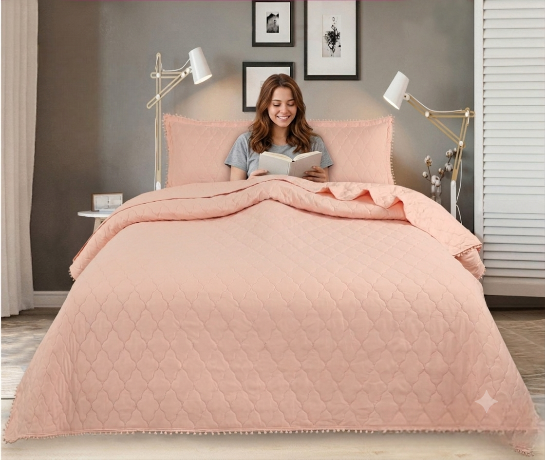 Cubrecama Verano Con Pompones KING 250x270cm Premium TF.-2